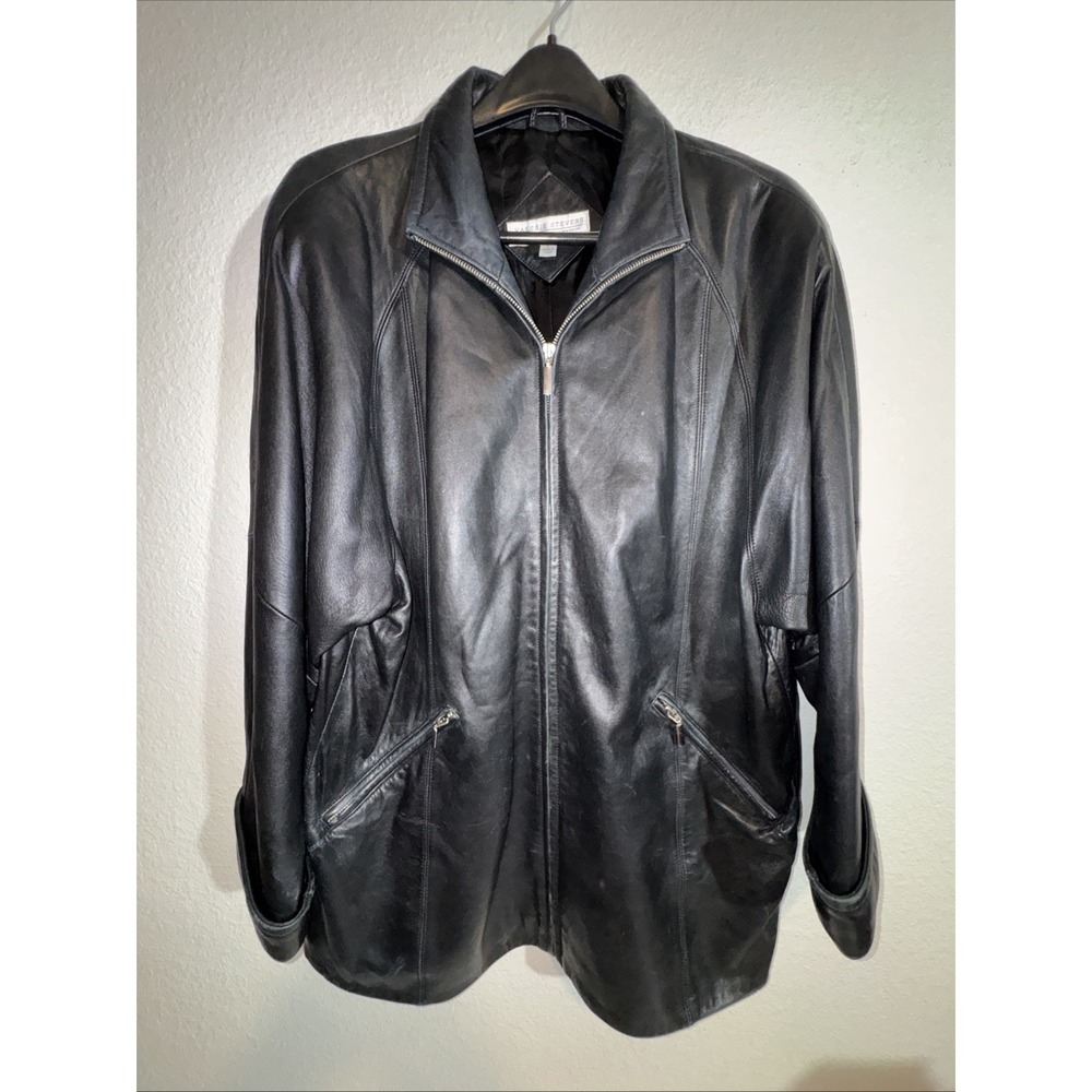 Valerie Stevens New Zealand Lambskin Black Soft Leather Jacket Women's Large